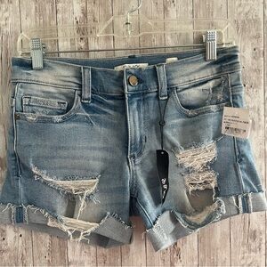 SP Black Label Distressed Blue Denim Jean Shorts Mid-Rise Small